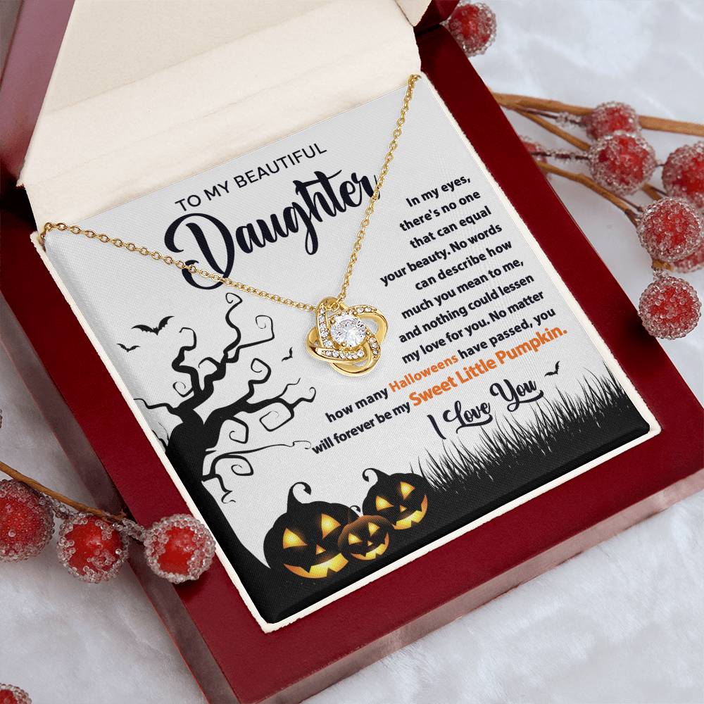 To My Beautiful Daughter Sweet Little Pumpkin | Love Knot Necklace