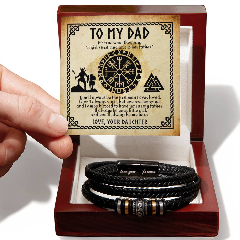 To My Dad Viking Bracelet Gift From Daughter, Men's "Love You Forever" Bracelet - keepsaken