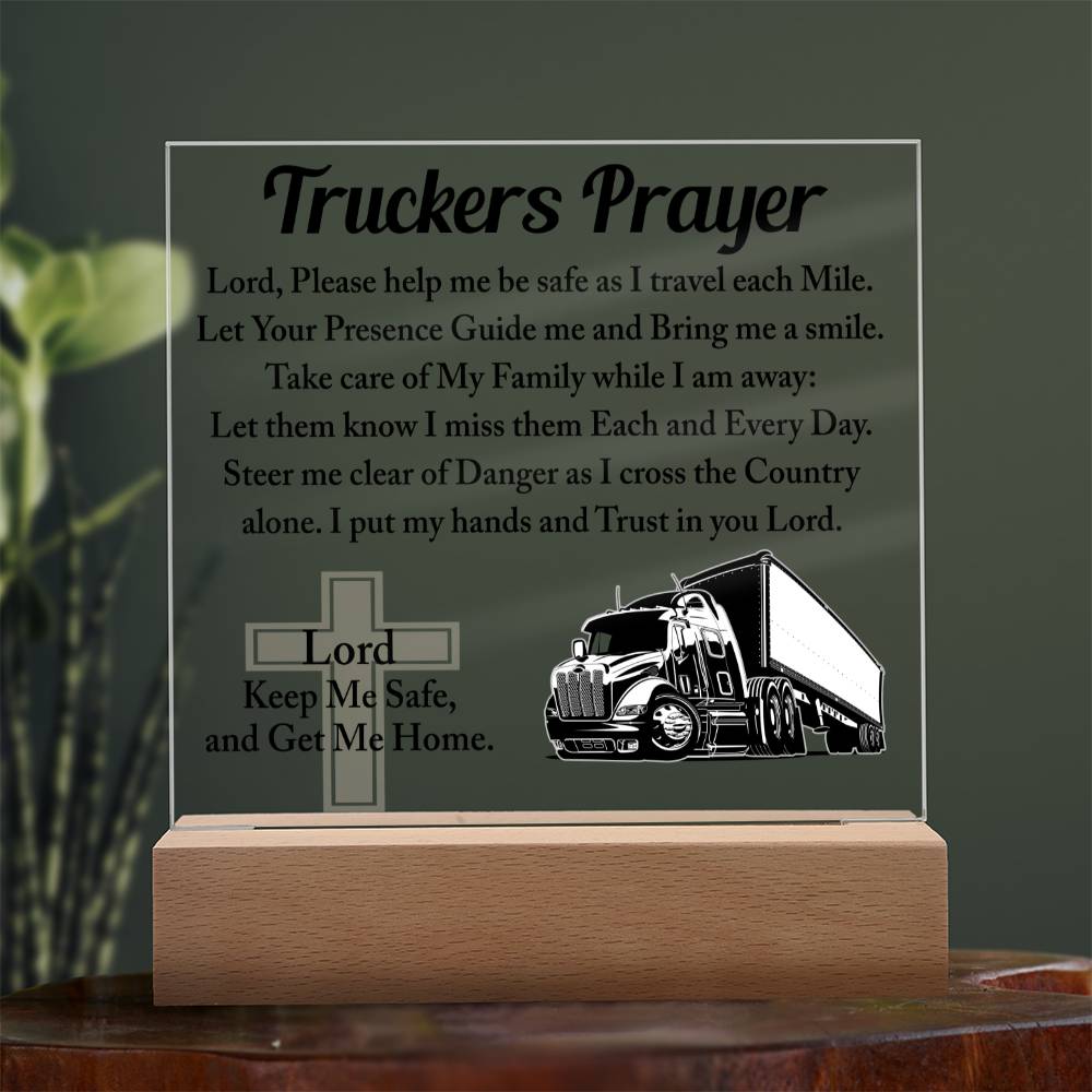 Truckers Prayer Square Acrylic, Truck Driver's Prayer, Truck Driver Gift, Long Haul Driver Gift, Over The Road Driver Gift - keepsaken
