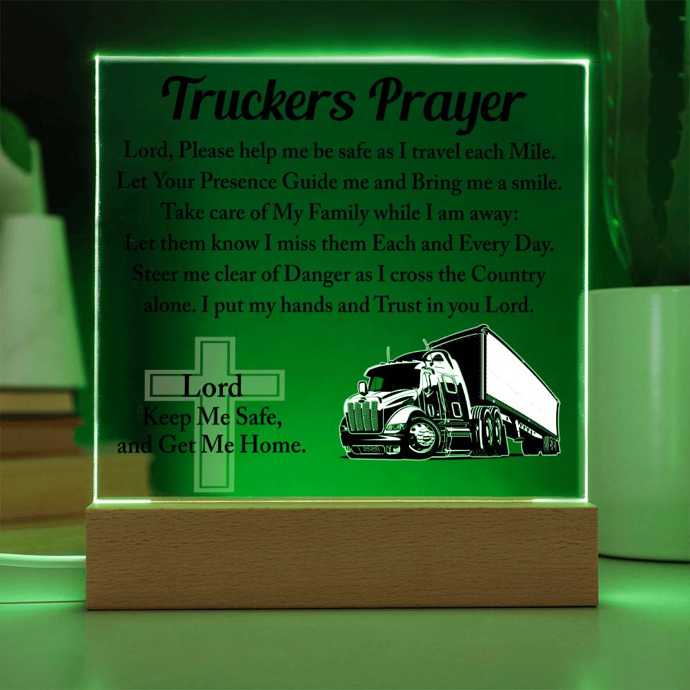 Truckers Prayer Square Acrylic, Truck Driver's Prayer, Truck Driver Gift, Long Haul Driver Gift, Over The Road Driver Gift - keepsaken