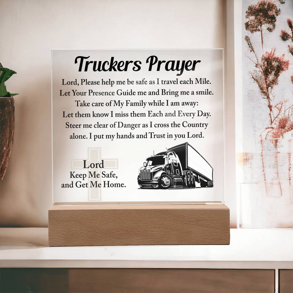 Truckers Prayer Square Acrylic, Truck Driver's Prayer, Truck Driver Gift, Long Haul Driver Gift, Over The Road Driver Gift - keepsaken