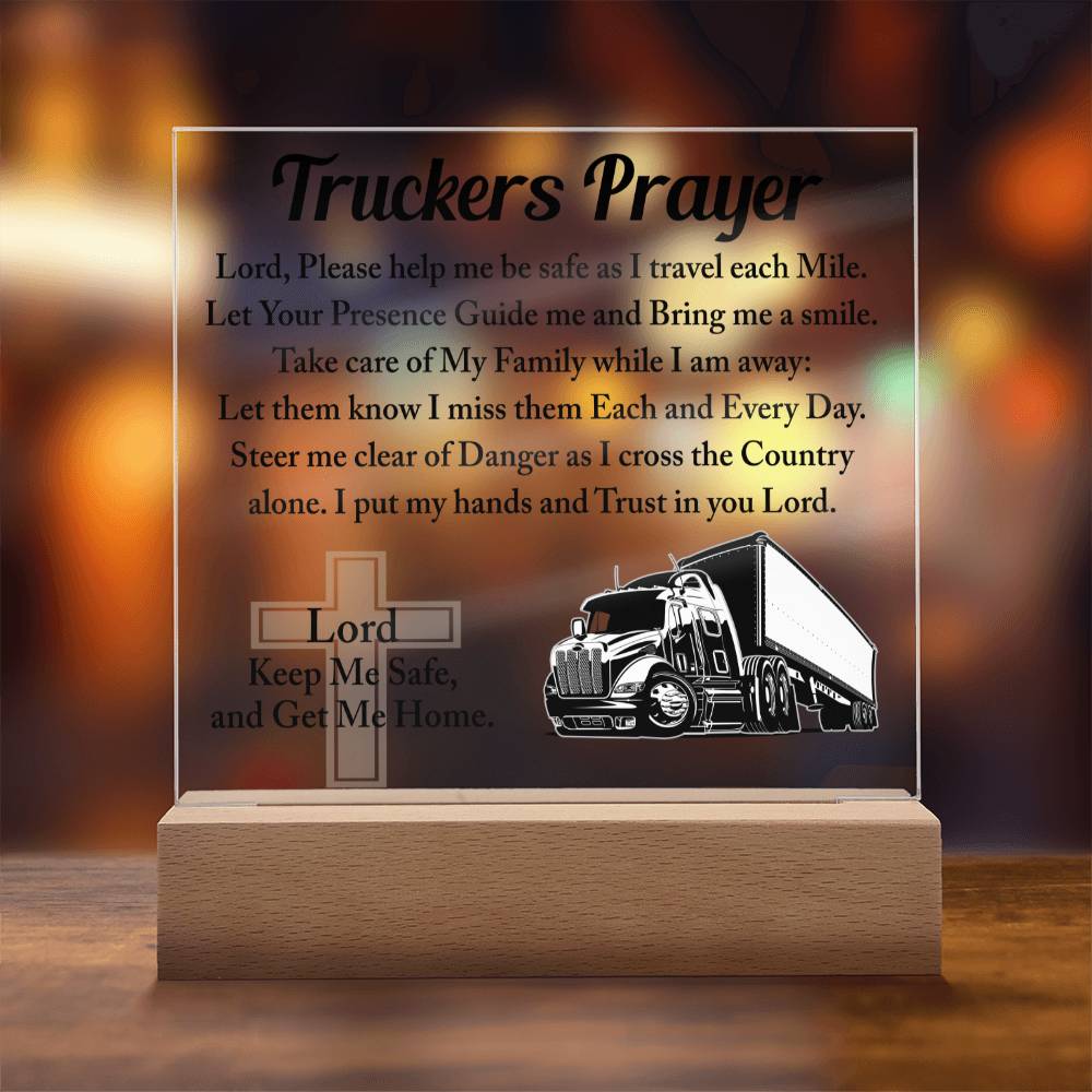 Truckers Prayer Square Acrylic, Truck Driver's Prayer, Truck Driver Gift, Long Haul Driver Gift, Over The Road Driver Gift - keepsaken
