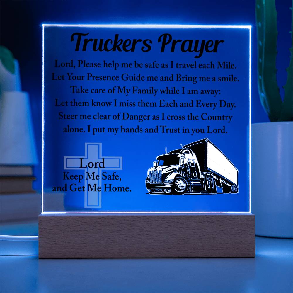 Truckers Prayer Square Acrylic, Truck Driver's Prayer, Truck Driver Gift, Long Haul Driver Gift, Over The Road Driver Gift - keepsaken