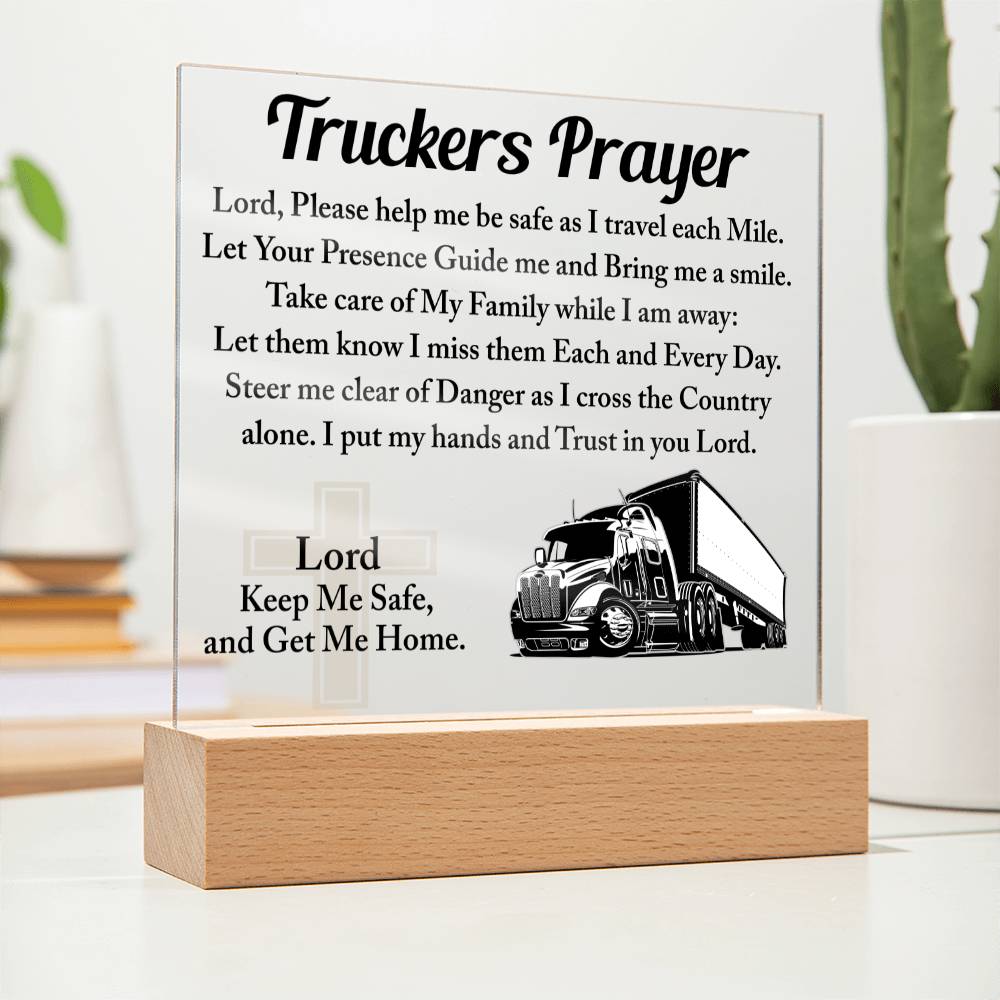 Truckers Prayer Square Acrylic, Truck Driver's Prayer, Truck Driver Gift, Long Haul Driver Gift, Over The Road Driver Gift - keepsaken