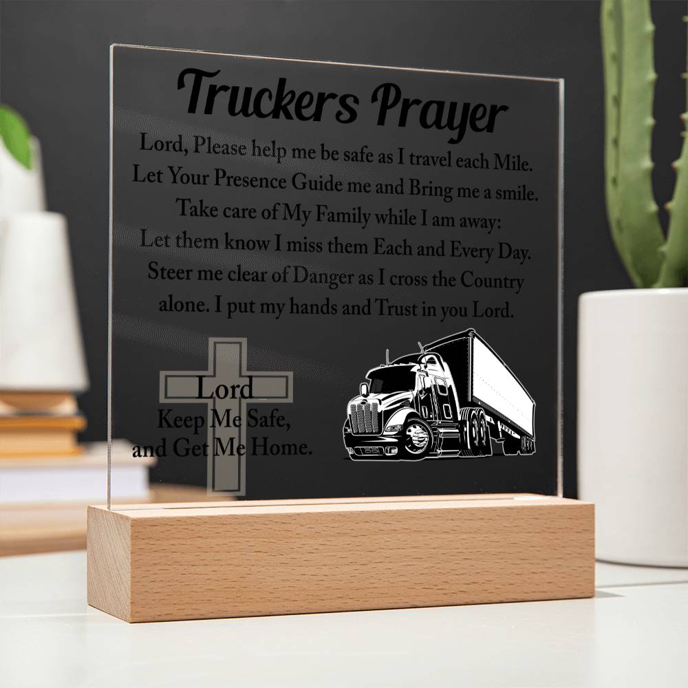 Truckers Prayer Square Acrylic, Truck Driver's Prayer, Truck Driver Gift, Long Haul Driver Gift, Over The Road Driver Gift - keepsaken