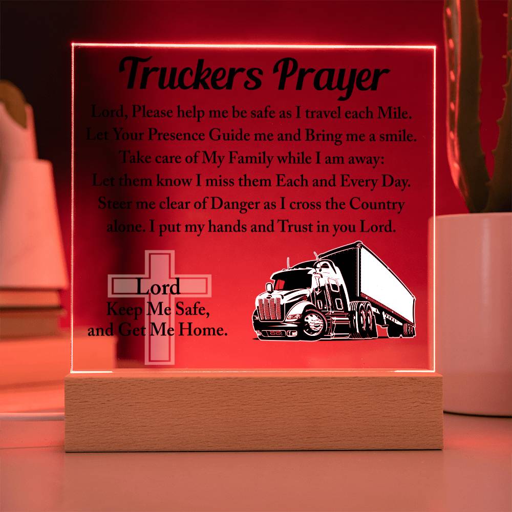 Truckers Prayer Square Acrylic, Truck Driver's Prayer, Truck Driver Gift, Long Haul Driver Gift, Over The Road Driver Gift - keepsaken