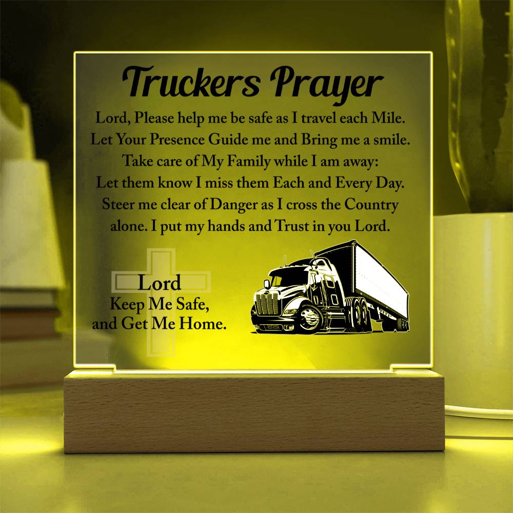 Truckers Prayer Square Acrylic, Truck Driver's Prayer, Truck Driver Gift, Long Haul Driver Gift, Over The Road Driver Gift - keepsaken