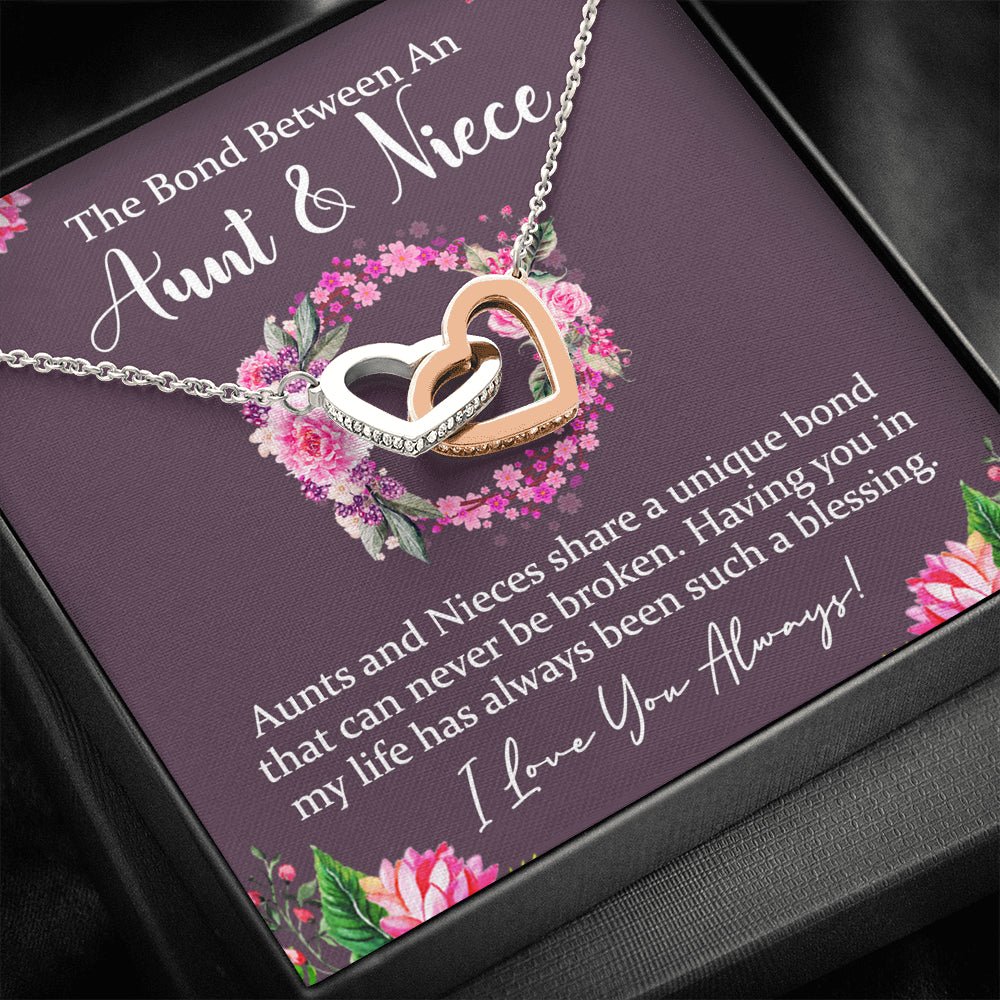 Aunt & Niece Interlocking Hearts Necklace, Aunt Gift, Niece Gift, Maroon - keepsaken