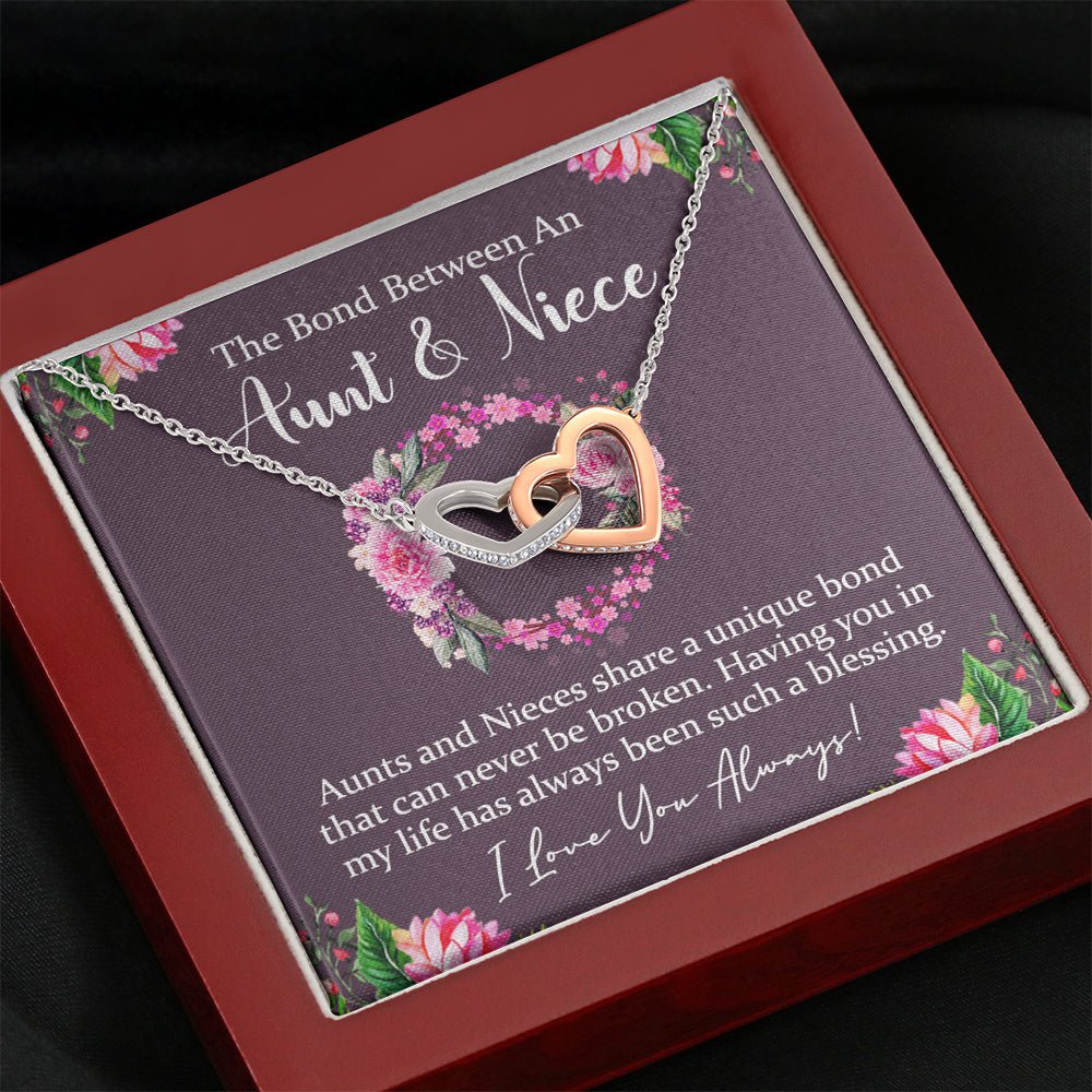Aunt & Niece Interlocking Hearts Necklace, Aunt Gift, Niece Gift, Maroon - keepsaken