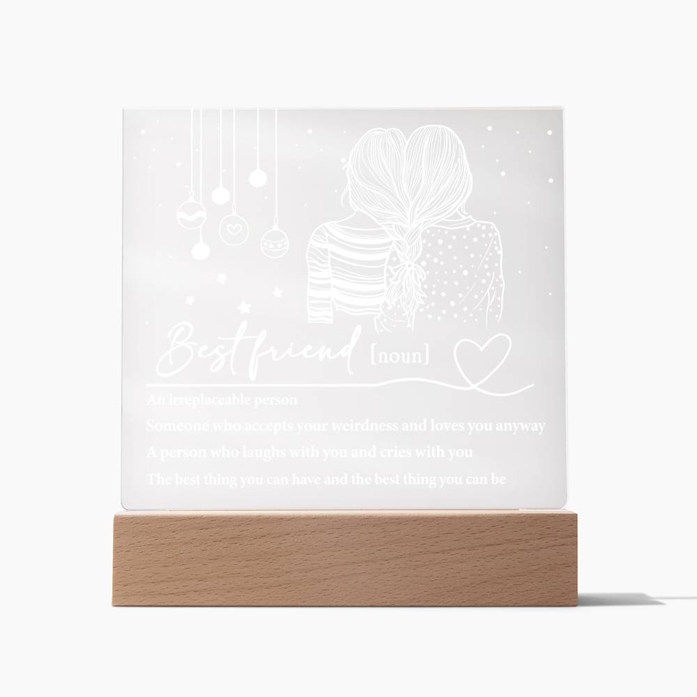 Best Friend Irreplaceable Person Square Acrylic Plaque, Christmas Themed Gift - keepsaken