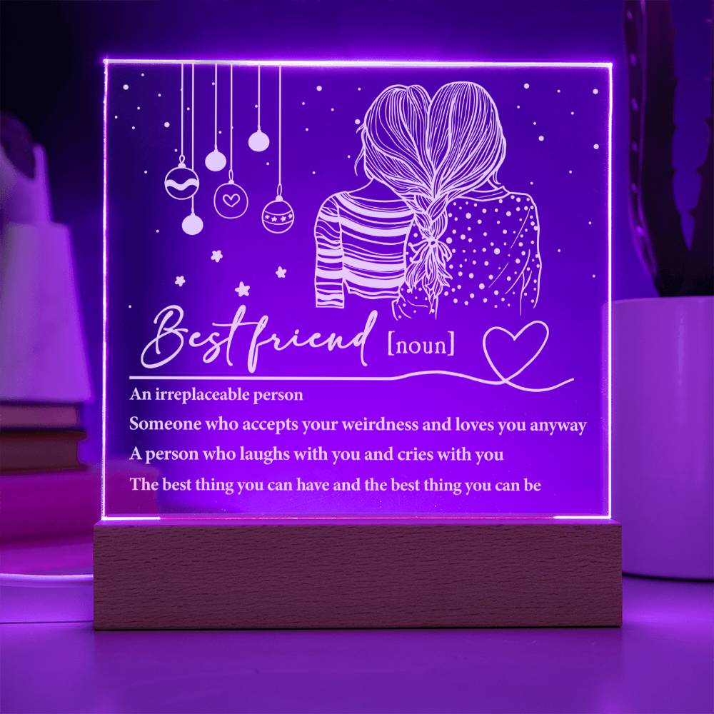 Best Friend Irreplaceable Person Square Acrylic Plaque, Christmas Themed Gift - keepsaken