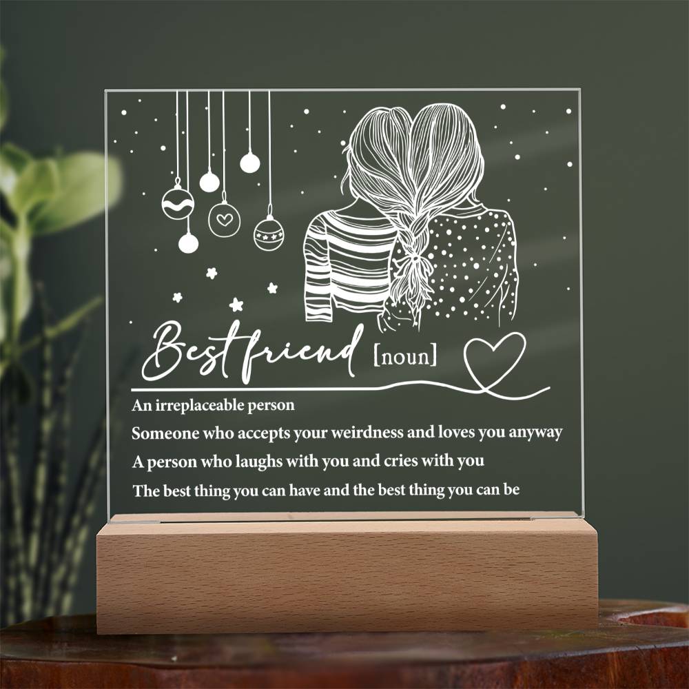 Best Friend Irreplaceable Person Square Acrylic Plaque, Christmas Themed Gift - keepsaken