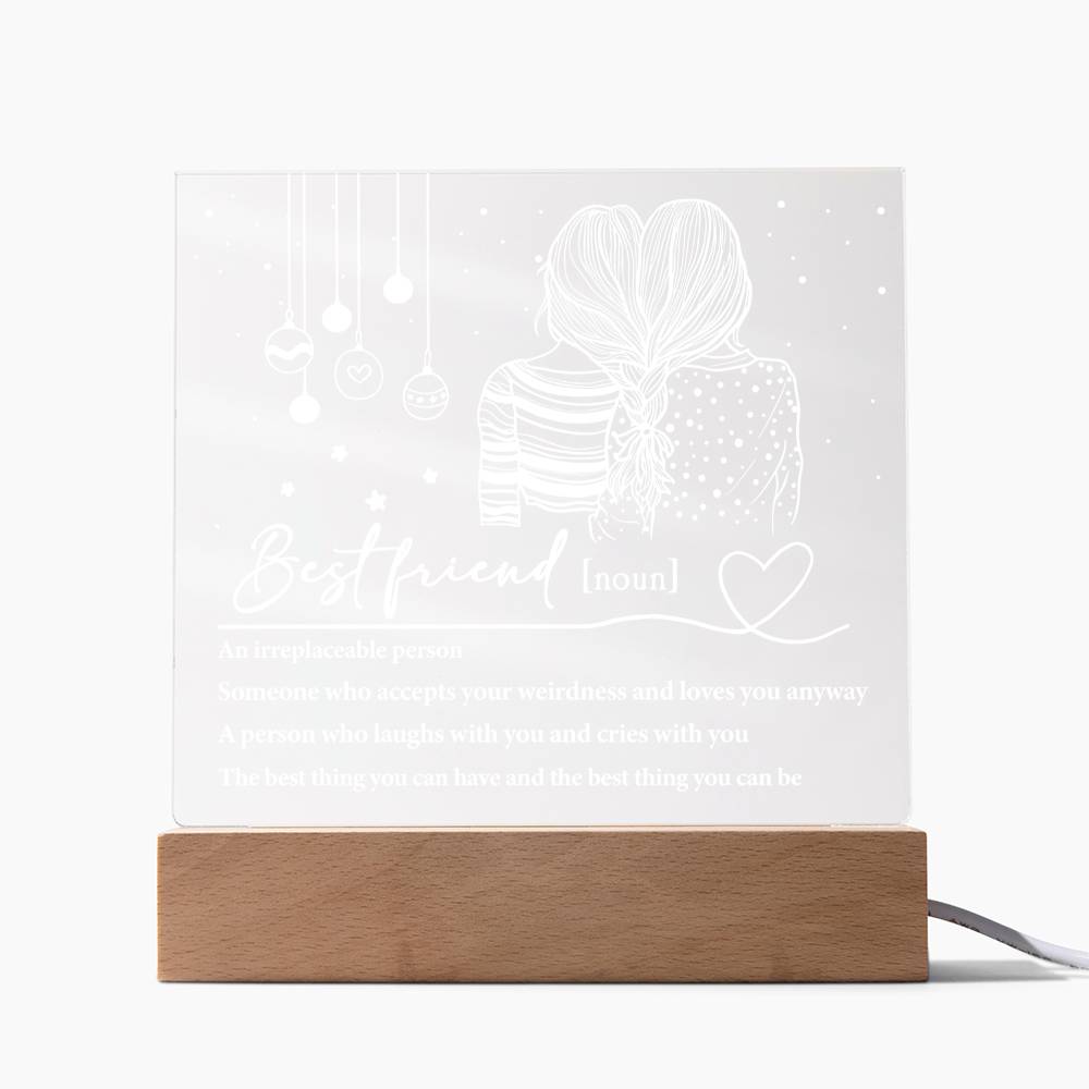 Best Friend Irreplaceable Person Square Acrylic Plaque, Christmas Themed Gift - keepsaken