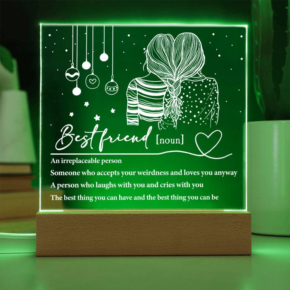 Best Friend Irreplaceable Person Square Acrylic Plaque, Christmas Themed Gift - keepsaken