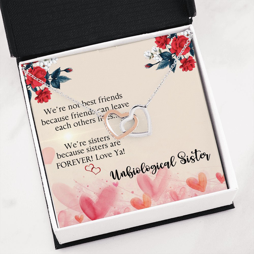 Best Friends Necklace, Unbiological Sister Interlocking Hearts - keepsaken