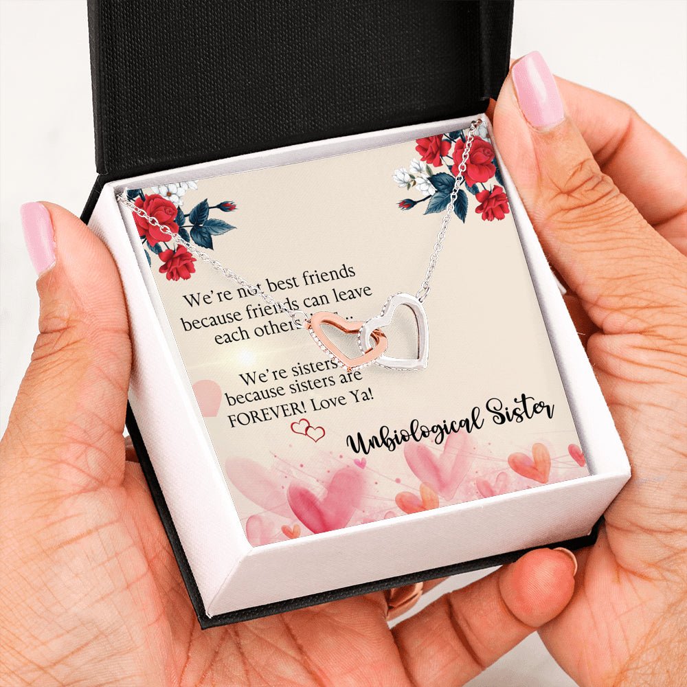 Best Friends Necklace, Unbiological Sister Interlocking Hearts - keepsaken