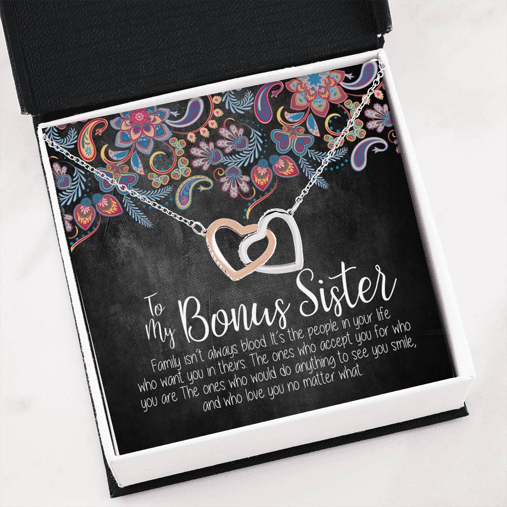 Bonus Sister Gift, Sister in Law Gift, Sister of The Groom, Wedding, Bridesmaid, Bridal Shower, Interlocking Hearts Necklace - keepsaken