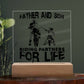 Father And Son Riding Partners For Life Square Acrylic Plaque With Optional LED Wooden Base, dirt Bike Riding Partners - keepsaken