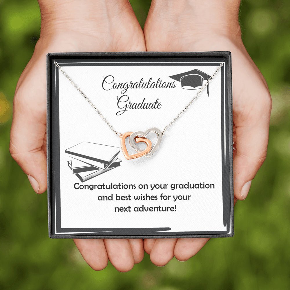 Graduation Gift, Interlocking Hearts Graduation Card Necklace - keepsaken