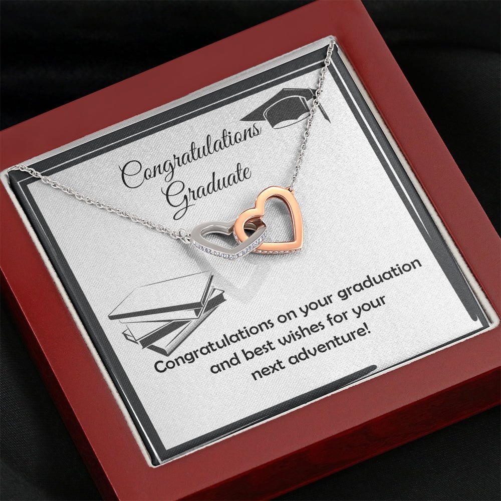 Graduation Gift, Interlocking Hearts Graduation Card Necklace - keepsaken