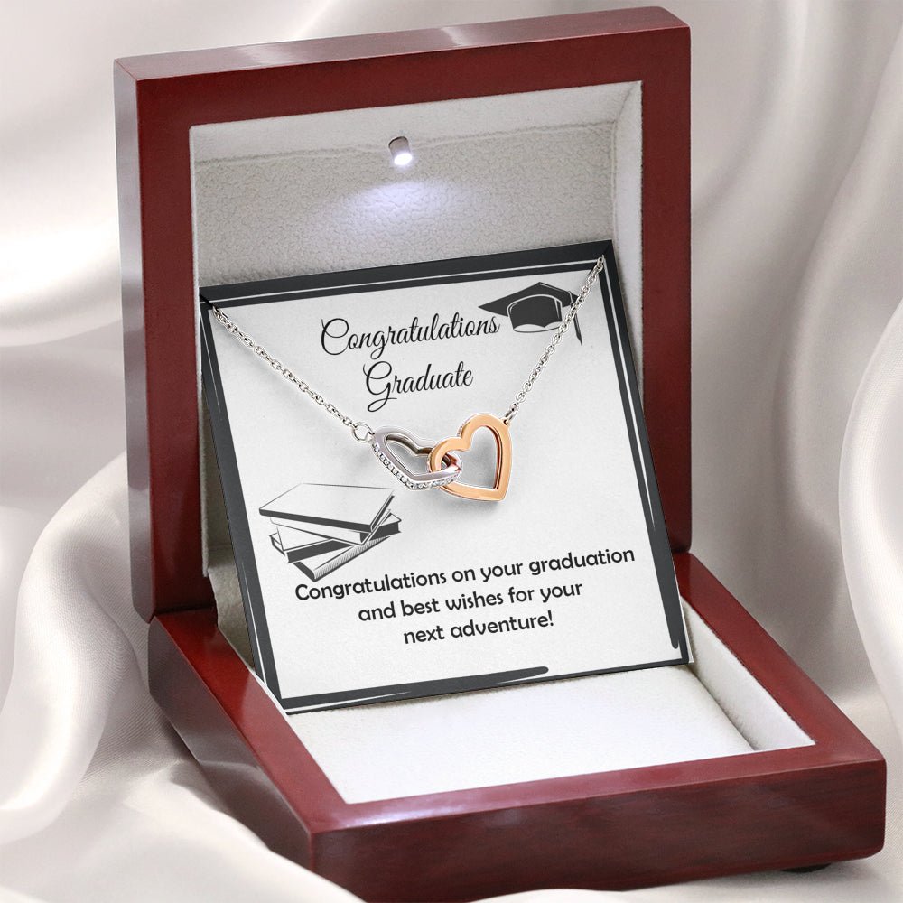 Graduation Gift, Interlocking Hearts Graduation Card Necklace - keepsaken