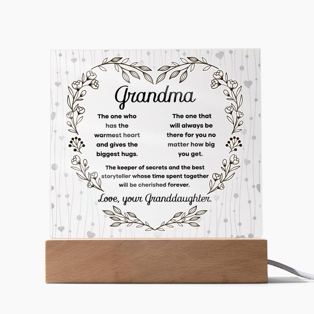 Grandma Will Be Cherished Forever Square Acrylic Plaque, Gift For Grandmother From Granddaughter - keepsaken
