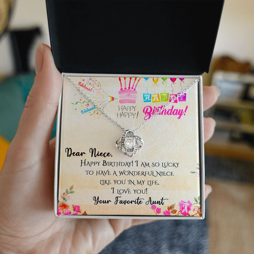 Happy Birthday Niece Love Knot Pendant Necklace - keepsaken