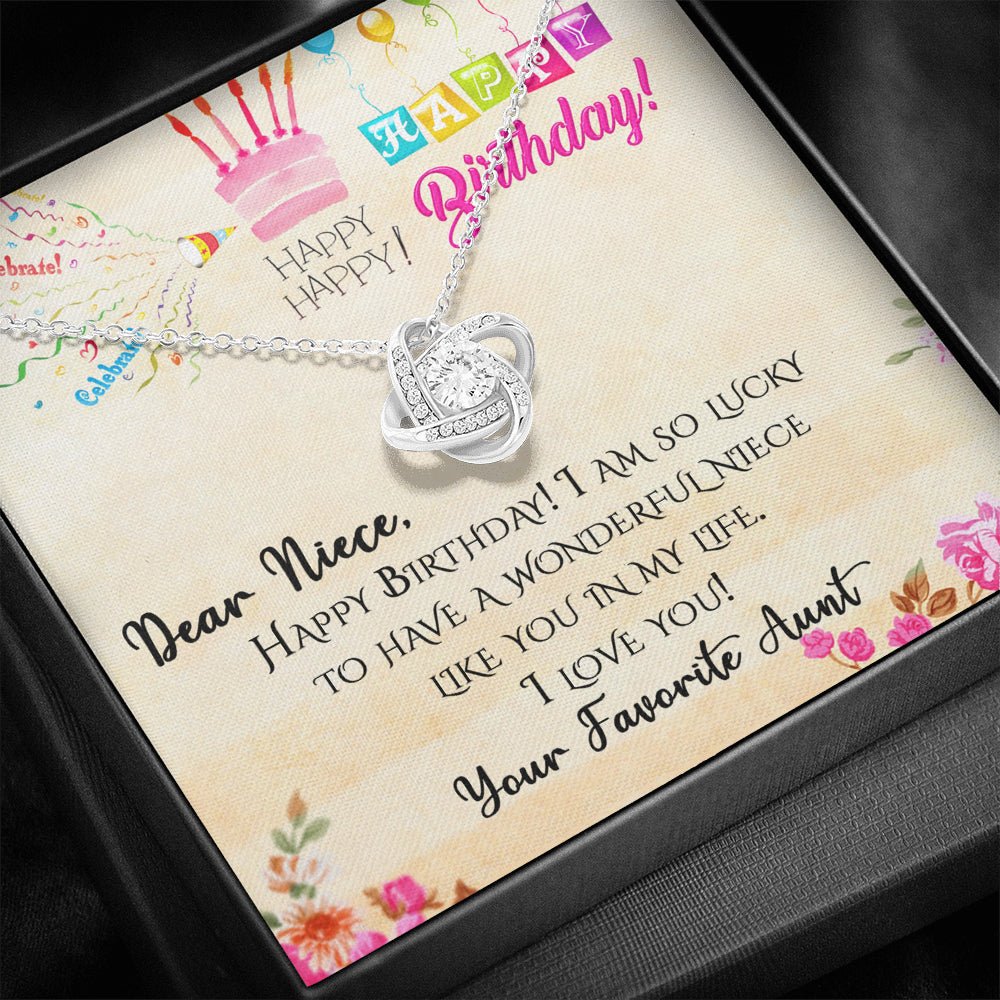 Happy Birthday Niece Love Knot Pendant Necklace - keepsaken