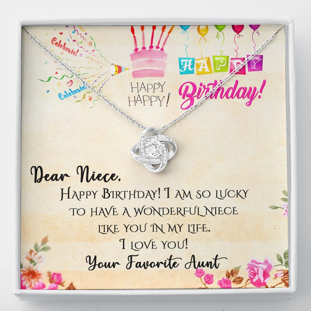 Happy Birthday Niece Love Knot Pendant Necklace - keepsaken
