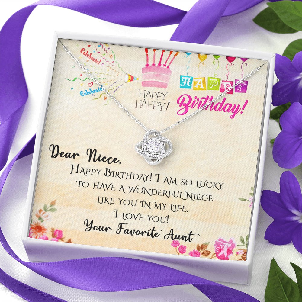 Happy Birthday Niece Love Knot Pendant Necklace - keepsaken