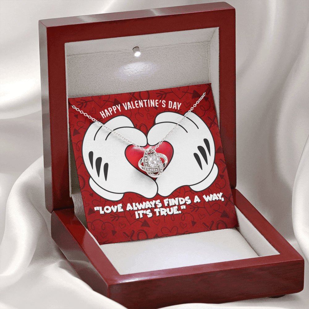 Happy Valentine's Day Love Always Finds A Way Love Knot Necklace - keepsaken