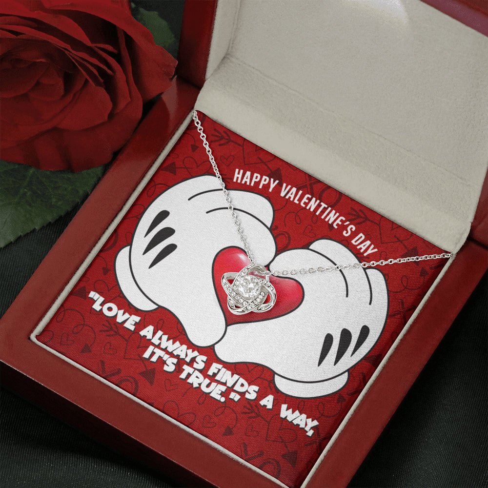 Happy Valentine's Day Love Always Finds A Way Love Knot Necklace - keepsaken