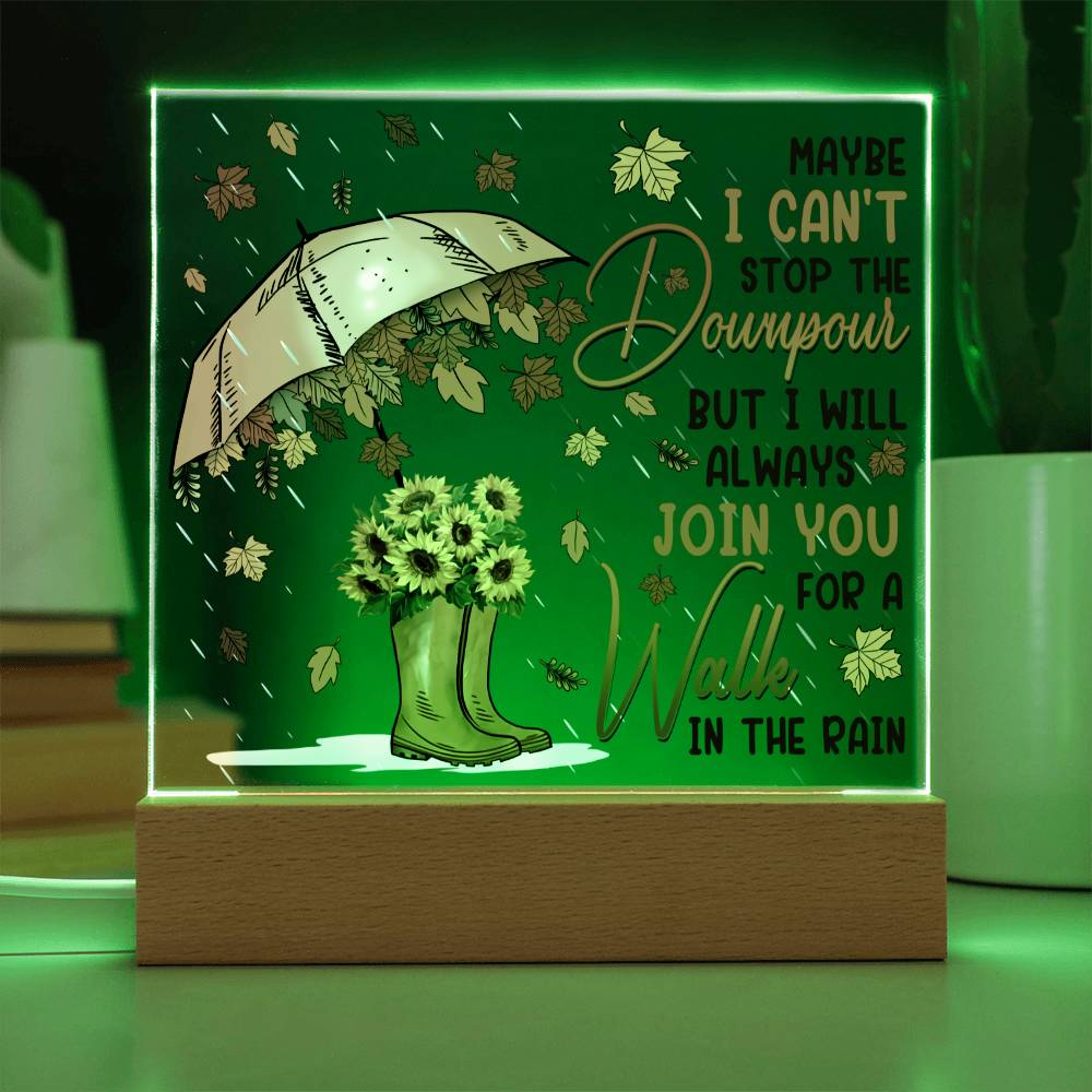 I Will Always Join You For A Walk In The Rain Square Acrylic Fall Themed Gift, Fall Decor - keepsaken