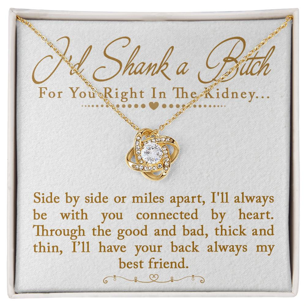 I'd Shank a Bitch For You Right In The Kidney Love Knot Necklace, Funny Best Friend Gift, BFF Birthday - keepsaken