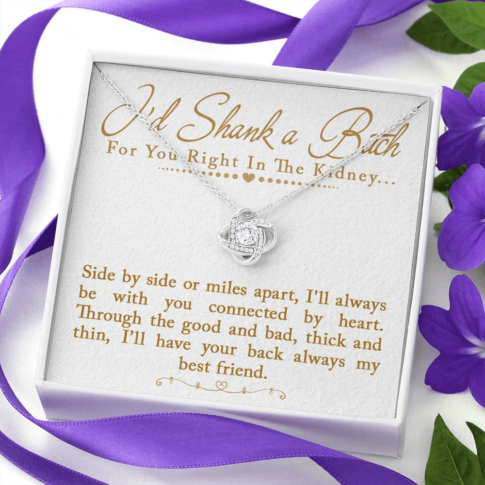 I'd Shank a Bitch For You Right In The Kidney Love Knot Necklace, Funny Best Friend Gift, BFF Birthday - keepsaken