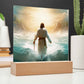 Jesus Walking On Water Into The Sun Square Acrylic Plaque, Religious Decor, Jesus Decor, Church Gift, Secret Sister Gift - keepsaken