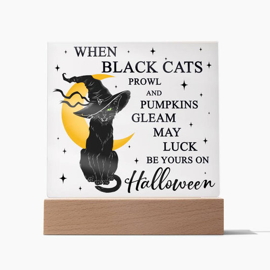 May Luck Be Your On Halloween Square Acrylic Plaque, Halloween Decor - keepsaken