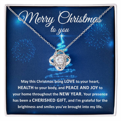 Merry Christmas I Am Grateful Love Knot Necklace, Christmas Gift For Her - keepsaken