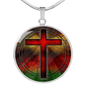 Red Cross Stained Glass Design Pendent Necklace - keepsaken