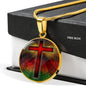 Red Cross Stained Glass Design Pendent Necklace - keepsaken