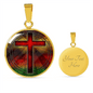 Red Cross Stained Glass Design Pendent Necklace - keepsaken