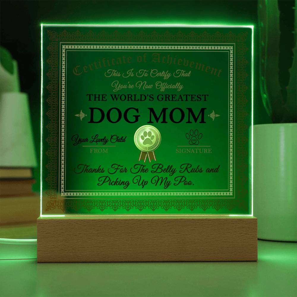 The World's Greatest Dog Mom Award Square Acrylic Plaque - keepsaken