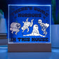 There's Some Horrors In This House Halloween Square Acrylic Plaque, Halloween Decor - keepsaken