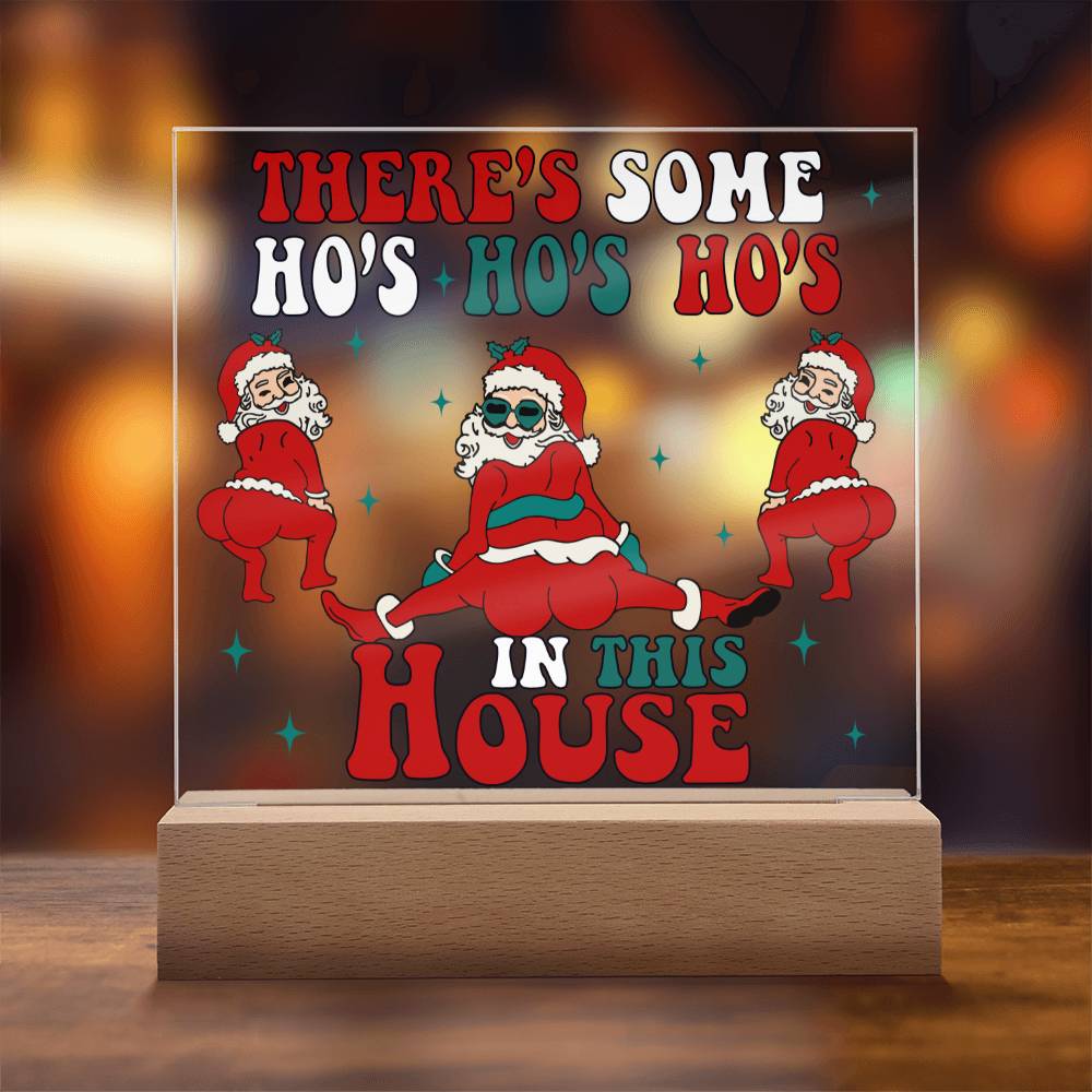 There's Some Ho's Ho's Ho's In This House Funny Christmas Themed Square Acrylic Plaque - keepsaken