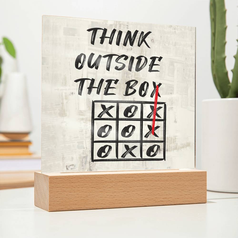 Think Outside The Box Motivational Square Acrylic Plaque, Inspirational Gift, Motivational Quote - keepsaken