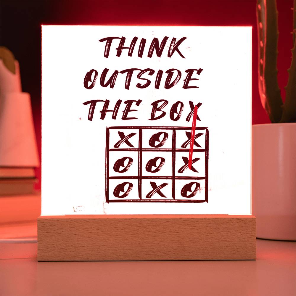 Think Outside The Box Motivational Square Acrylic Plaque, Inspirational Gift, Motivational Quote - keepsaken