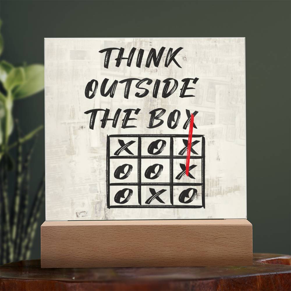Think Outside The Box Motivational Square Acrylic Plaque, Inspirational Gift, Motivational Quote - keepsaken