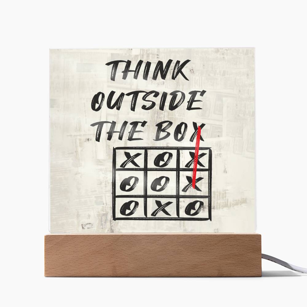 Think Outside The Box Motivational Square Acrylic Plaque, Inspirational Gift, Motivational Quote - keepsaken