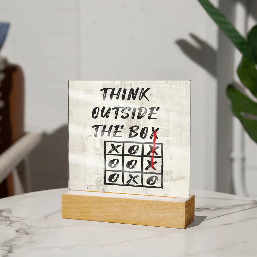 Think Outside The Box Motivational Square Acrylic Plaque, Inspirational Gift, Motivational Quote - keepsaken