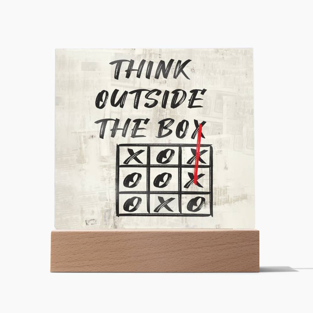 Think Outside The Box Motivational Square Acrylic Plaque, Inspirational Gift, Motivational Quote - keepsaken